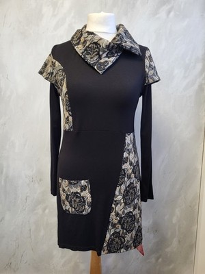 Joe Browns Black Tapestry Patchwork Floral Tunic Dress Size 12 New Lagenlook.PC