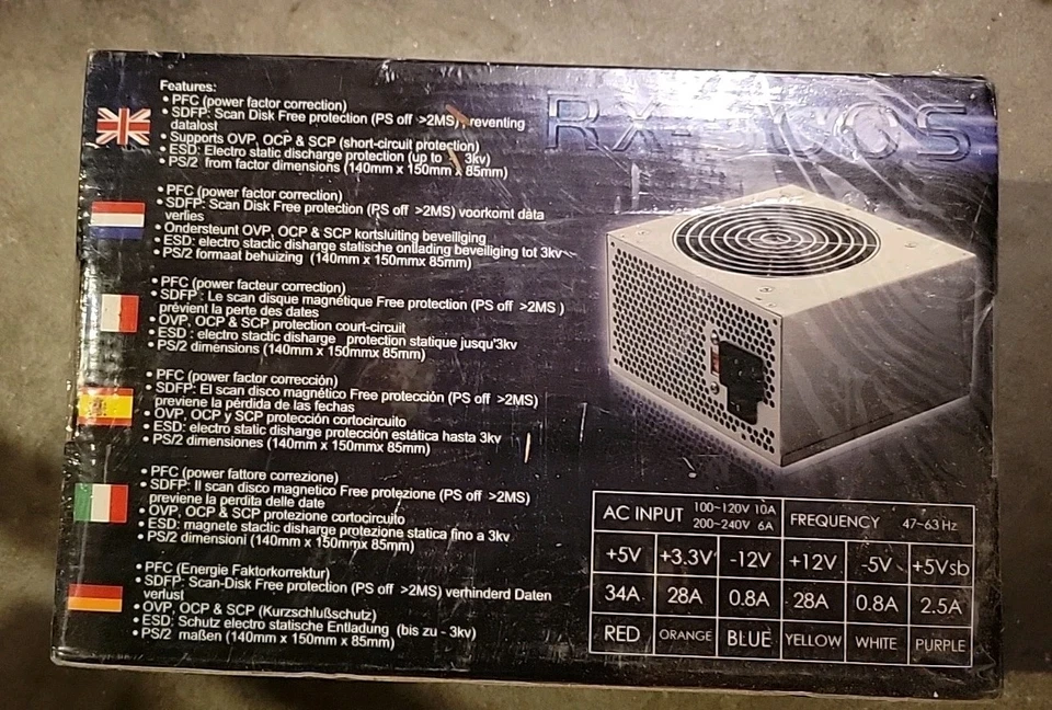 Raidmax ATX12V 500 Watt ATX power supply model RX-500S NEW SEALED - Image 2 of 4