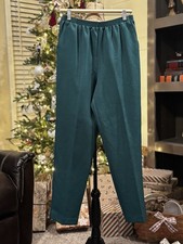 Alfred Dunner Women  s Pull On Pants Size 8 Teal Elastic Waist Straight Leg