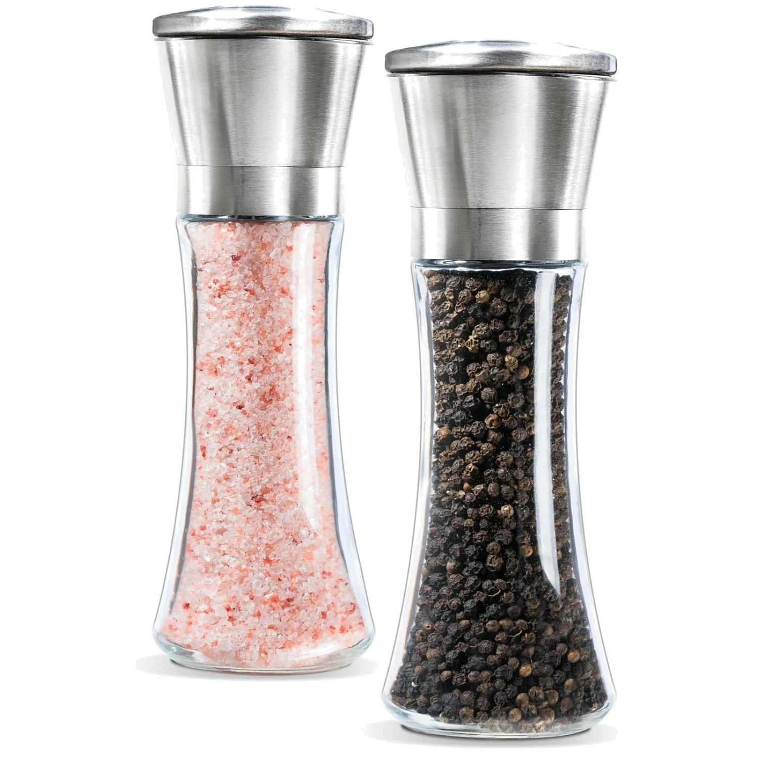 Salt and Pepper Grinders Set - Stainless Steel