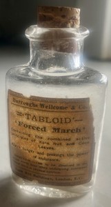 Vintage Pharmacy Bottle “Forced March” Cocaine/Caffeine WWI Medication RARE