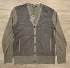NWT John Varvatos Button Up Wool Linen Silk Blend Cardigan Sweater Men's L $498