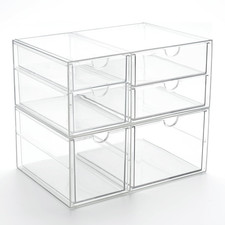 Acrylic Makeup Organizer Set with 6 Stackable Drawers for Office and Vanity