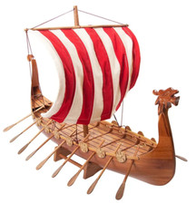 Drakkar Dragon Viking Longship Barco de Madera Modelo Barco 25" Montado Velero Nuevo