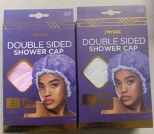 Donna Double Sided Shower Cap Assort #22025. Pink & White Color.   