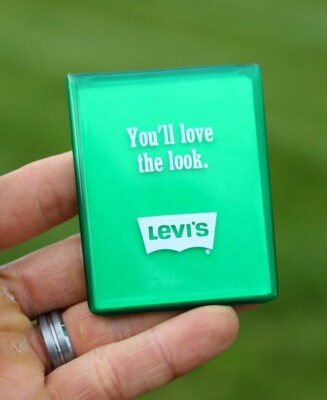 Vintage Levi's denim pant Promo Pocket Travel Mirror Green 1970s Advertising NOS