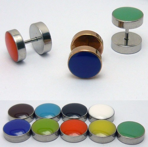 1 Paar Edelstahl Fakeplugs Fake Plug Tunnel Piercing Ohrstecker In - Foto 6