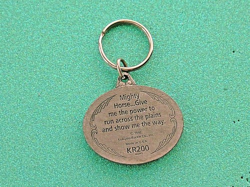 Pony's running keychain with feather -blue inlay. - Picture 3 of 4