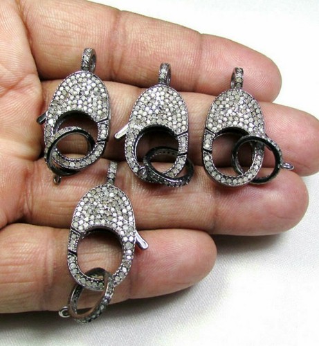 Pave Diamond Lobster Clasps 925 Silver Diamond Jewelry Findings. - Picture 9 of 12