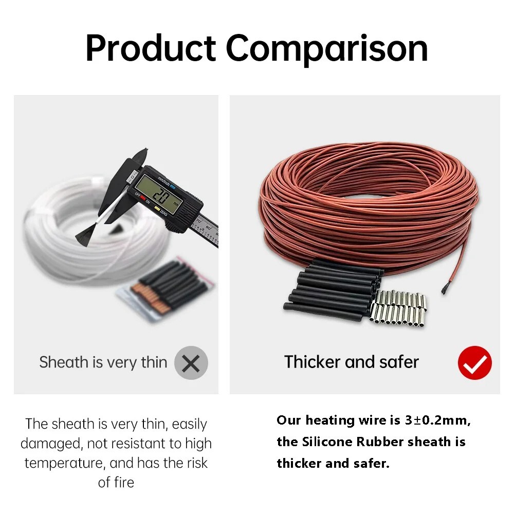 Electric Carbon Heating Wires Infrared Warm Floor Cable 5-100 Meters 33ohm/m