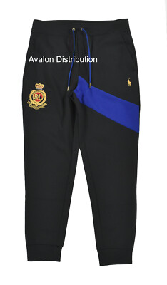 TEAM LOGO DOUBLE KNIT PANTS BLACK　L Polo Ralph Lauren Double Knit Fleece Crest Jogger Track