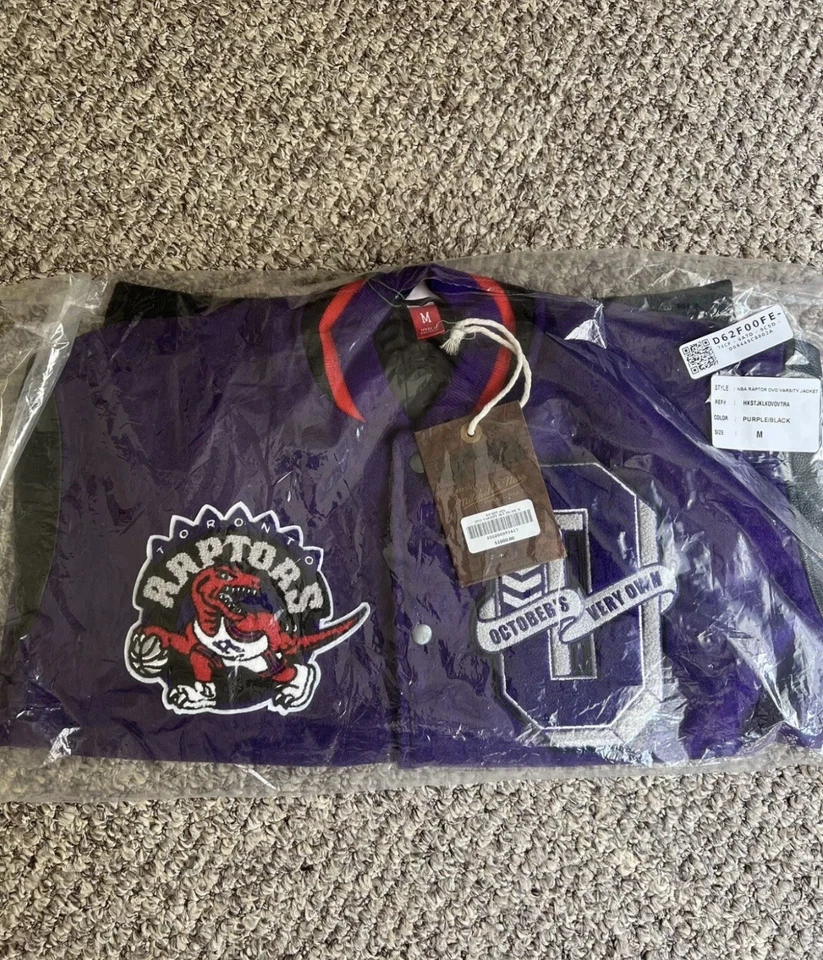 OVO Mitchell And Ness '95 Raptors Varsity Jacket Purple - Image 3 of 4