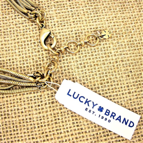 Lucky Brand Red Gold Silver Bead Layered Necklace Gold Tone Metal Snake Chains - Picture 10 of 10