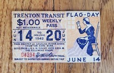 1942 TRENTON TRANSIT COMPANY TROLLEY BUS WEEKLY PASS TICKET JUNE TRENTON NJ 1420
