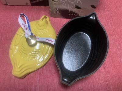 STAUB 11cmCOCOTTE 楕円3色 中古品 Staub Small Chicken Citron Cocotte Size 11 cm Capacity 0.3 L