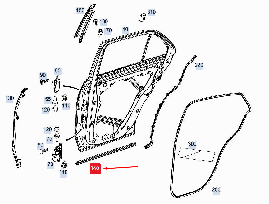 MERCEDES-BENZ GLE W167 Türabschlussleiste unten hinten rechts A1676980801