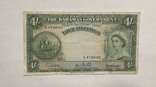 Bahamas( Government) 4 Shillings 1936 (1954) P-13 VF+ - Afbeelding 1 van 2