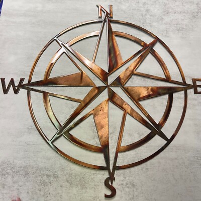 Nautical Compass Rose - Metal Wall Art - Copper  and Bronzed Plated 24'' x 24''