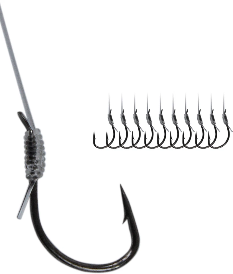 STORFISK FISHING & MORE 10-50 Angelhaken Wettkampf extrascharf Match Haken mit Vorfach 50 cm