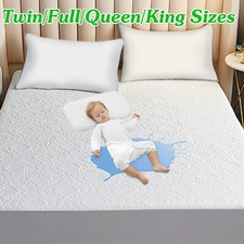 Waterproof Mattress Protector Soft Breathable Bed Cover Fitted 11" Deep Pocket