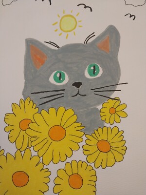 GAT PAINTINGS IMPRESSIONISM ORIGINAL COLLECTIBLE WHIMSICAL CAT ANIMALS
