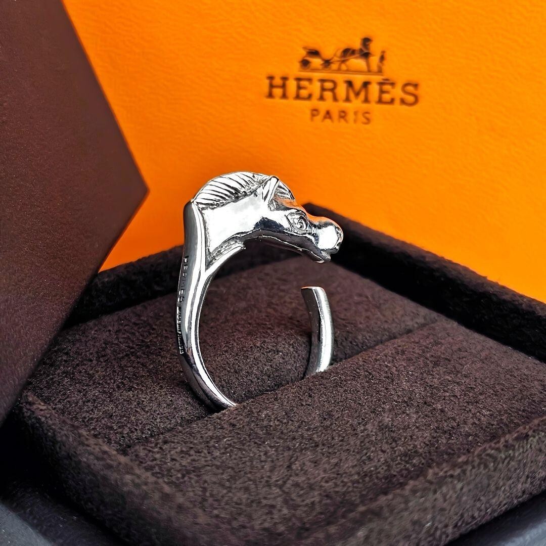 AUTHENTIC HERMES Vintage Cheval Horse Ring Silver Silver925