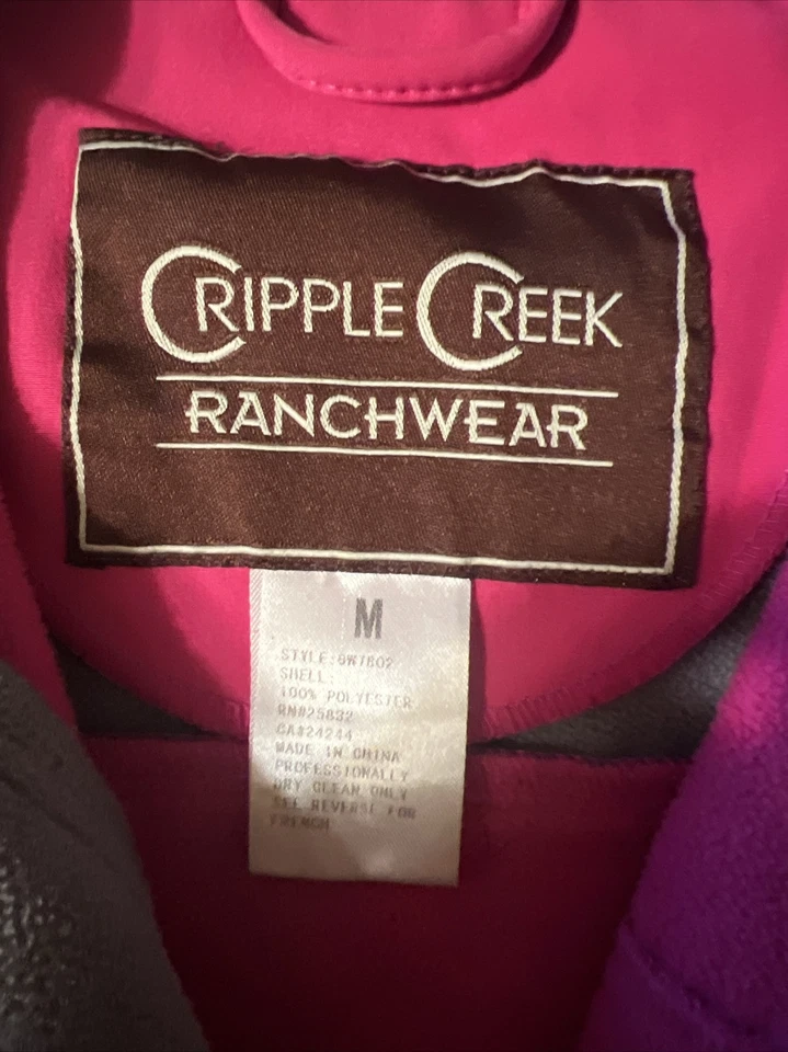 Cripple Creek Ranchwear Jacket Pink/Black Full Zip Medium Color Block - Image 2 of 4