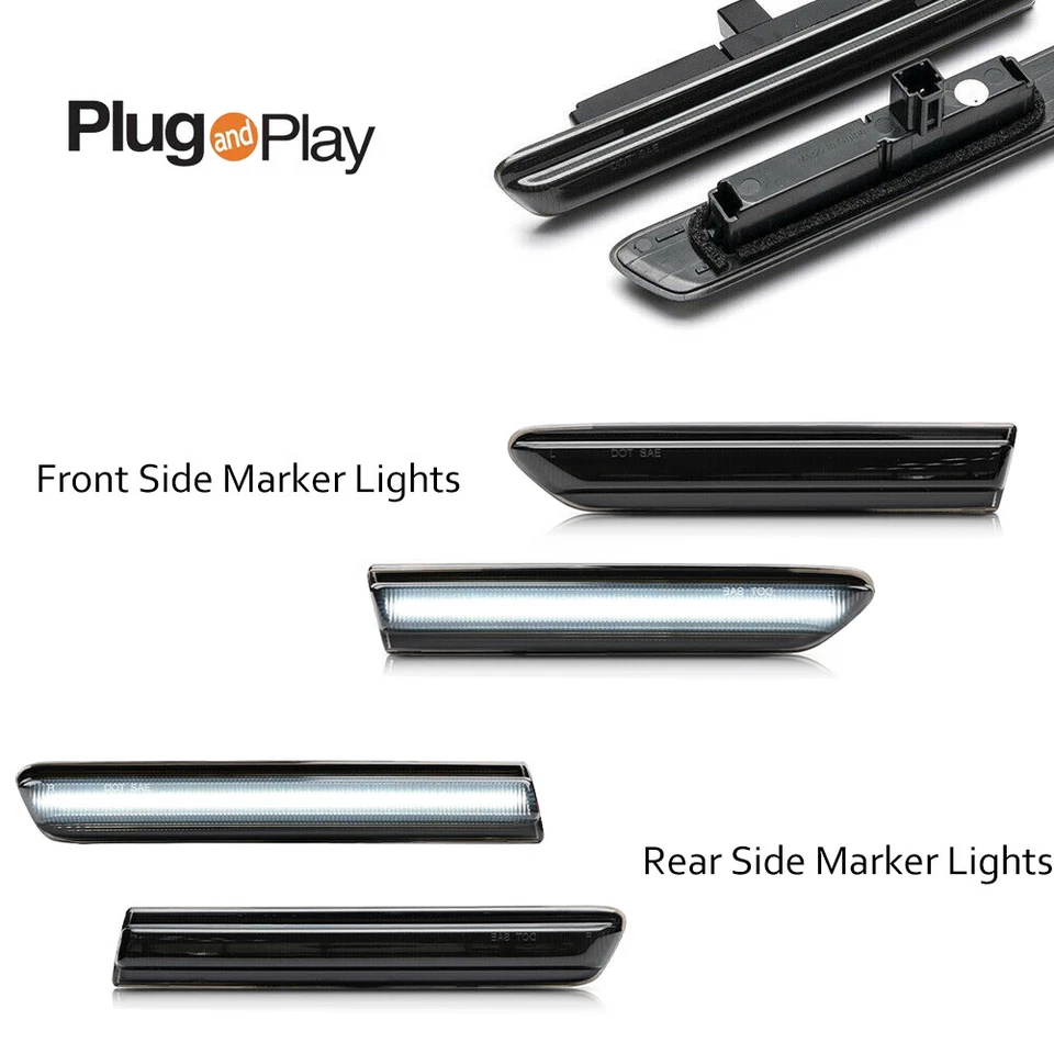 Para 2004-08 Acura TL 4 PIEZAS Luces LED delanteras + traseras blancas luces marcadoras laterales lámparas ahumadas Foto 3 de 4