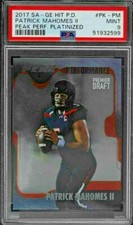PATRICK MAHOMES II🔥PSA 9 MINT PLATINIZED ROOKIE📈2017 SAGE HIT PEAK PERFORMANCE
