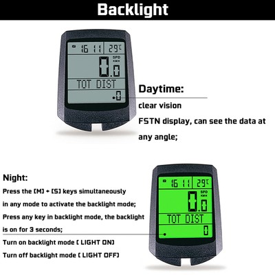Wireless Bicycle Computer Luminous Bike Odometer Riding Speedometer