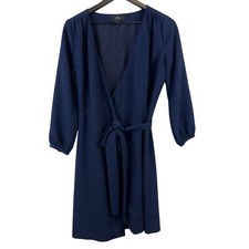 J.Crew Womens Size 2 365 Crepe Wrap VNeck Mini Dress Navy Blue