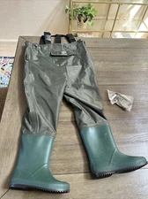 TIDEWE Bootfoot Chest Waders 2-Ply Nylon/PVC Waterproof Fishing Hunting Sz 4/5