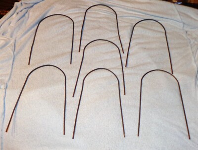 7 VINTAGE GALVANIZED METAL CROQUET GAME WICKETS HOOPS CURVED BENT ROUND TOPS
