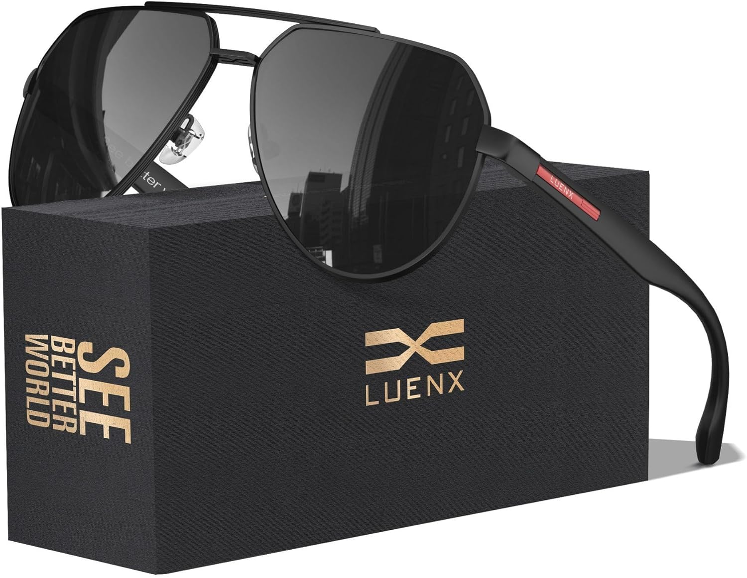 Aviator Sunglasses for Men Polarized Pilot Shades UV400 Sun Glasses with Accesso-image