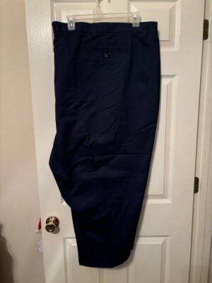 King Size Plain Front Dress Pants Expandable Navy Waist 72/26 New hemmed to 26 