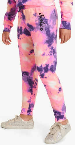 NWT - Justice Girls Everyday Fleece Tie Dye Jogger Pink - Size 10 - FREE SHIP! - Picture 3 of 6