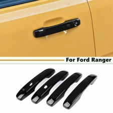 For 2023-2025 Ford Ranger Black Door Handle Cover Trim (With Smart Key Holes )