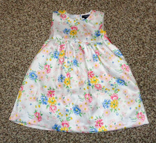 Chaps Toddler Girls Floral Dress Pink Blue Yellow Green White Size 24 Months