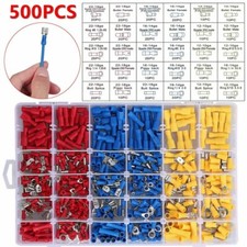 500PCS Insulated Electrical Wire Splice Terminal Crimp Connector Spade Set Kit