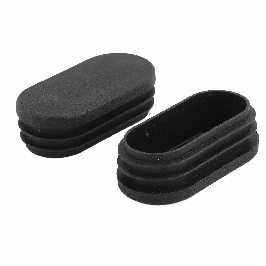 Table Feet Plastic Oval Design Tube Pipe Insert End Cap Black 30mm x