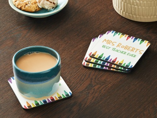 Ceramic Drinks Coaster Personalised Thank You Teacher Coaster Crayons TCOAS11 - Picture 4 of 5