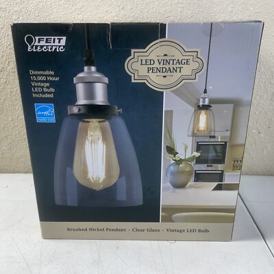 Feit Electric Dimmable LED Vintage Pendant Light Brushed Nickel Free Shipping