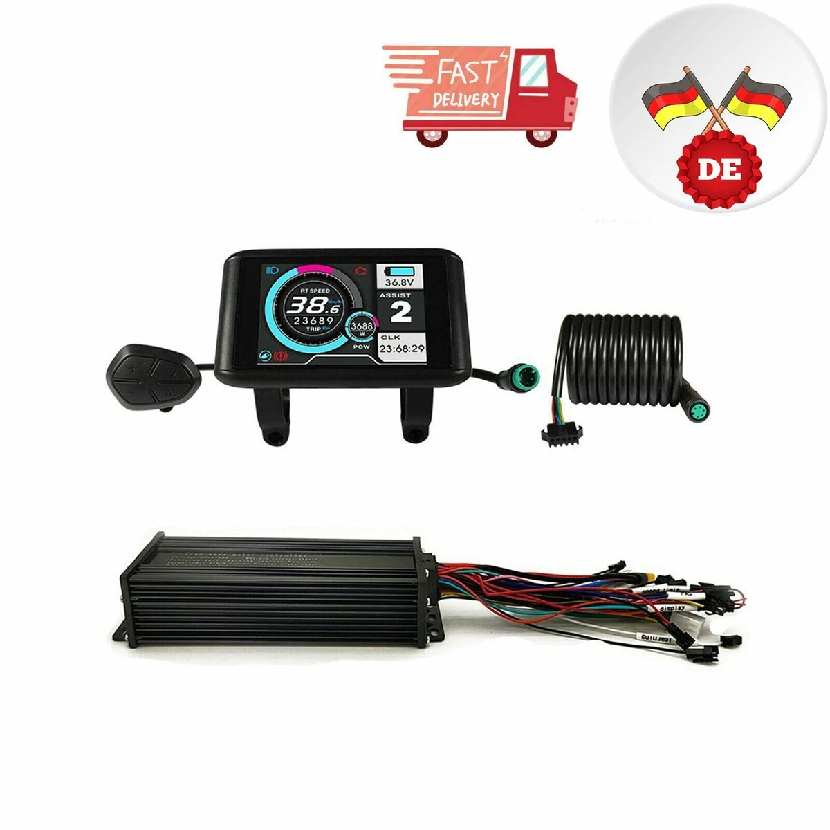 Ebike Controller 36V 48V 52V 1500W Dual Mode Sinewave LCD Display