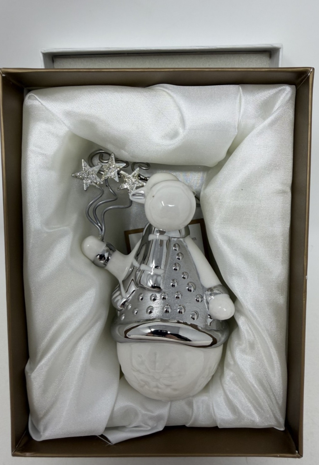 New Pier 1 Moose Christmas Tree Ornament Silver White