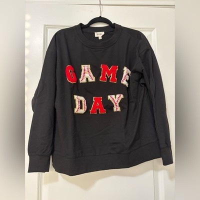 Bibi black ''Game Day'' baseball chenille patch sweatshirt size small