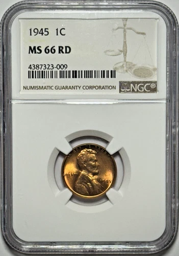 1945 Lincoln Wheat Cent- NGC MS-66 RD- Sharp Strike *Gem Red* with Great Luster