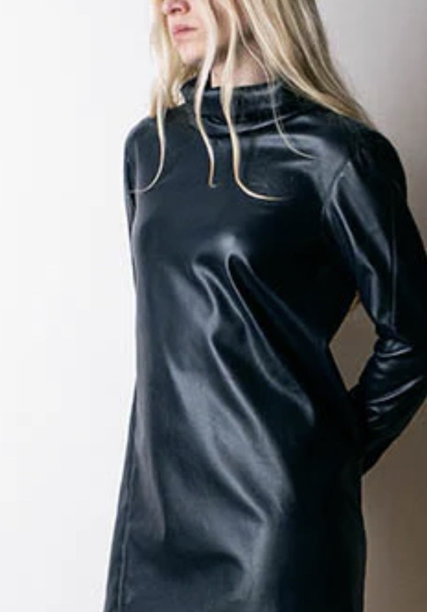 Celine Faux Leather Turtleneck Dress Size 36 | eBay