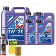 Motoröl 0W30 LIQUI MOLY Synthoil Longtime 9L +MANN Ölfilter +Ölschlammspülung