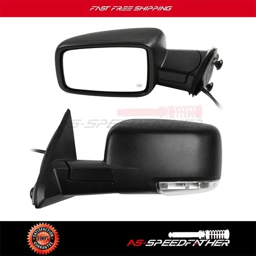 Power Heated Black Turn Signal For Dodge Ram Left+Right Mirrors 2009-2015
