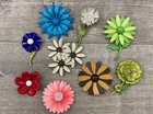 Vintage Costume Jewelry Pin Brooches Lot Mod Flower Power Metal Enamel Colorful